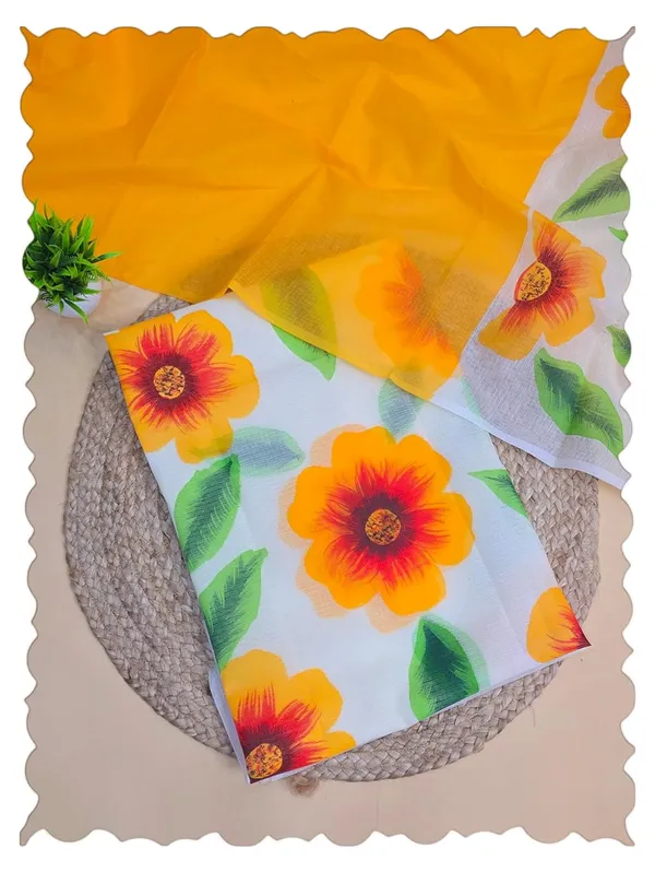 Cream_And_Yellow_Kota_Cotton_Hand_Painted_Suit_Fabric_Set_For_Womens