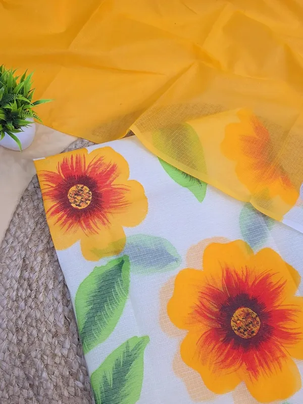 Cream_And_Yellow_Kota_Cotton_Hand_Painted_Suit_Fabric_Set_For_Womens