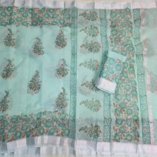 Sea_Green_Kota_Cotton_Saree_For_Womens