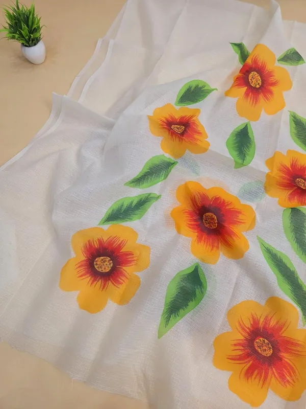 White_With_Yellow_Kota_Cotton_Dress_Material_For_Womens