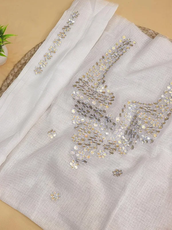 White_With_Grey_Kota_Cotton_Gota_Patti_Dress_Material_For_Womens