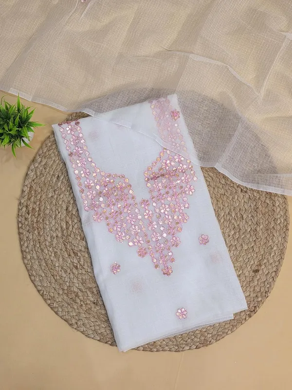 White_With_Pink_Kota_Cotton_Dress_Material_For_Womens