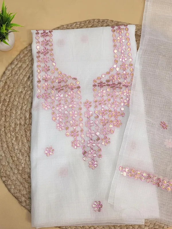 White_With_Pink_Kota_Cotton_Dress_Material_For_Womens