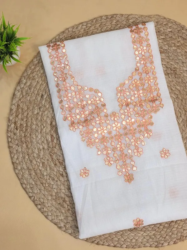 White_And_Peach_Kota_Cotton_Dress_Material_For_Womens