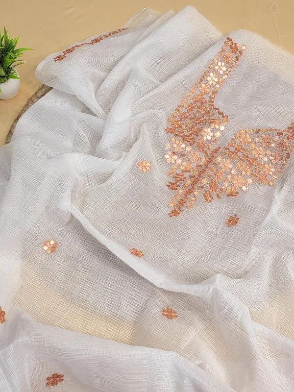 White_And_Peach_Kota_Cotton_Dress_Material_For_Womens