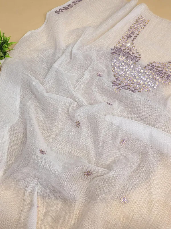 White_With_Purple_Kota_Cotton_Dress_Material_For_Womens