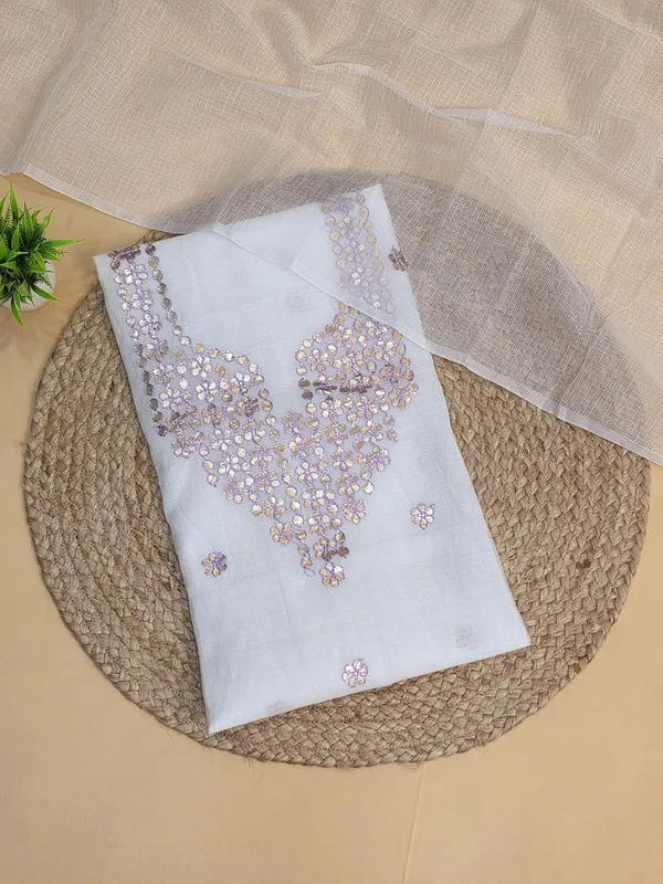 White_With_Purple_Kota_Cotton_Dress_Material_For_Womens