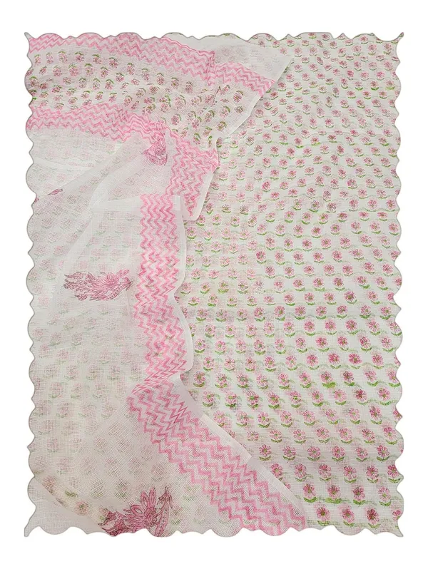 White_With_Pink_Kota_Cotton_Suit_Unstiched_Dress_Material_For_Womens