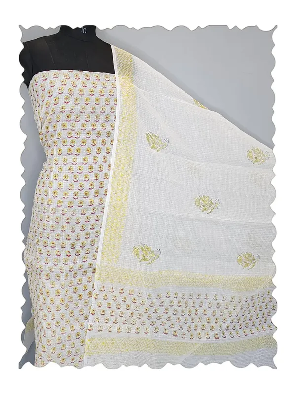 White_With_Lemon_Kota_Cotton_Printed_Suit_Set_For_Womens
