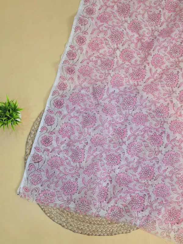 White_With_Pink_Kota_Cotton_Suit_Unstiched_Dress_Material_For_Womens