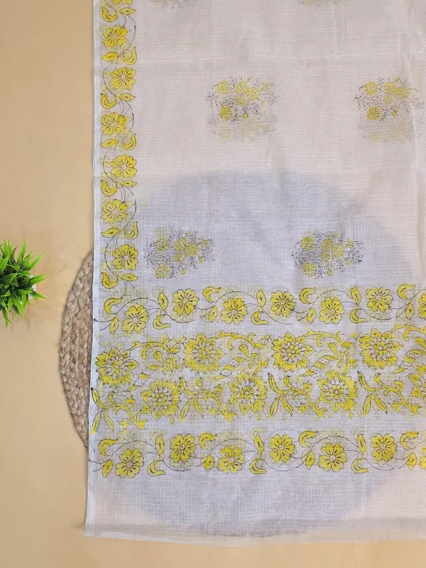 White_With_Lemon_Kota_Cotton_Suit_Unstiched_Dress_Material_For_Womens