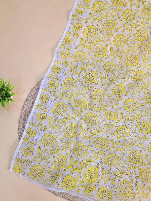 White_With_Lemon_Kota_Cotton_Suit_Unstiched_Dress_Material_For_Womens