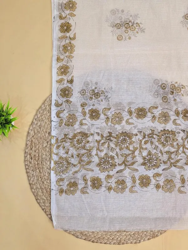 White_With_Brown_Kota_Cotton_Suit_Unstiched_Dress_Material_For_Womens