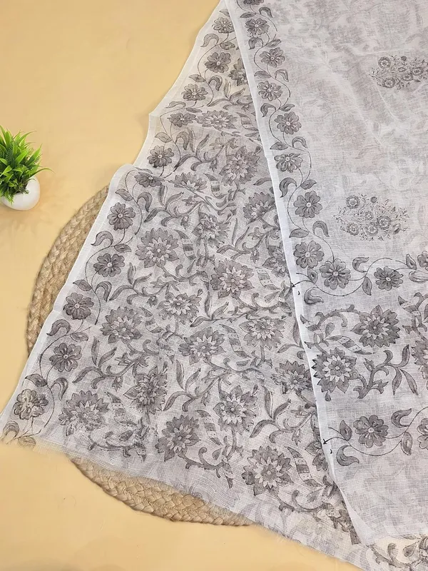 White_With_Grey_Kota_Cotton_Suit_Unstiched_Dress_Material_For_Womens
