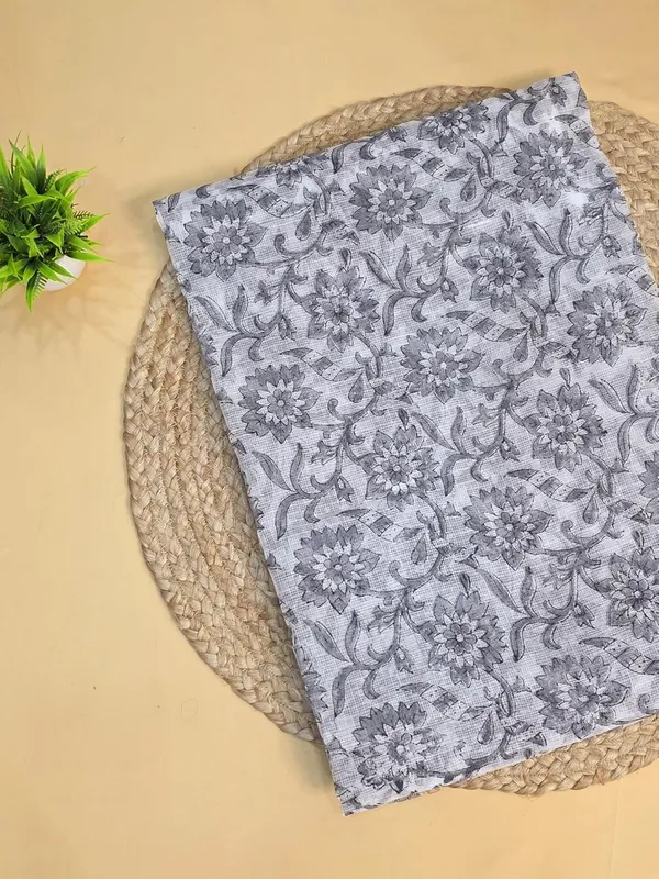 White_With_Grey_Kota_Cotton_Suit_Unstiched_Dress_Material_For_Womens