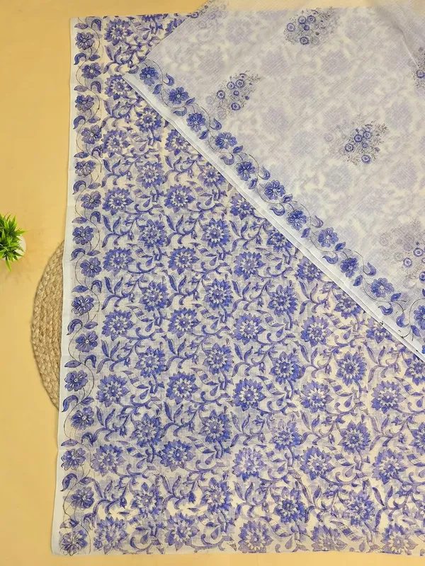 White_With_Blue_Kota_Cotton_Printed_Suit_Set_For_Womens