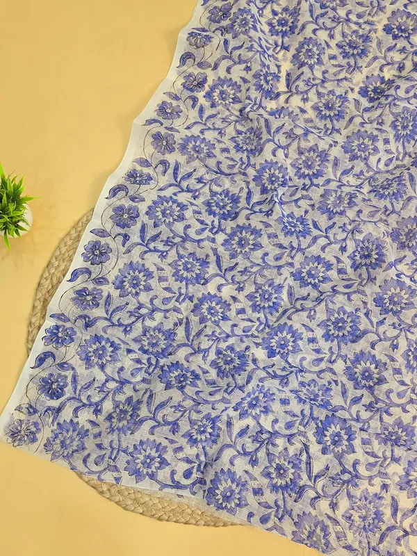 White_With_Blue_Kota_Cotton_Printed_Suit_Set_For_Womens