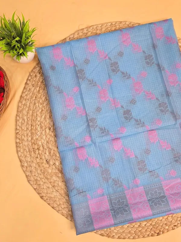 Skyblue_Kota_Cotton_Self_Weaving_Suit_Set_For_Womens