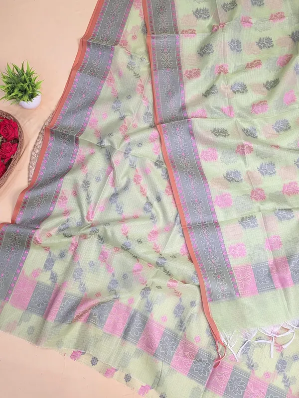 Mint_Green_Kota_Cotton_Self_Weaving_Suit_Set_For_Womens