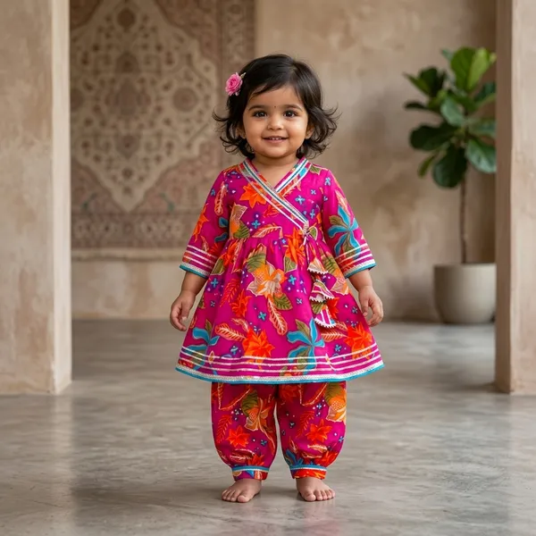 Pink_Cotton_Blend_Premium_Peplum_top_with_Harem_pant_For_Girls