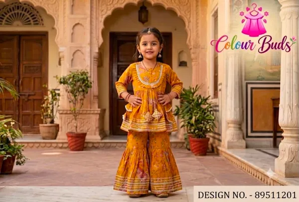 Mustard_Cotton_Blend_Premium_Kurta_Set_For_Girls