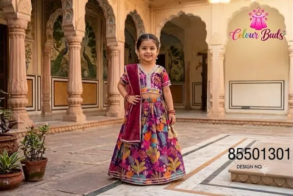 Multicolor_Cotton_Blend_Premium_Lehenga_Choli_For_Girls