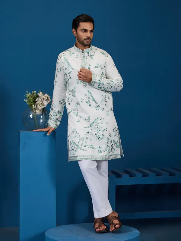 Georgette_Cotton_Blend_Floral_Embroidered_Kurta_Pajama_Set_For_Men