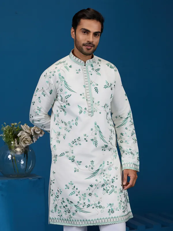 Georgette_Cotton_Blend_Floral_Embroidered_Kurta_Pajama_Set_For_Men