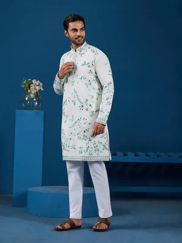 Georgette_Cotton_Blend_Floral_Embroidered_Kurta_Pajama_Set_For_Men