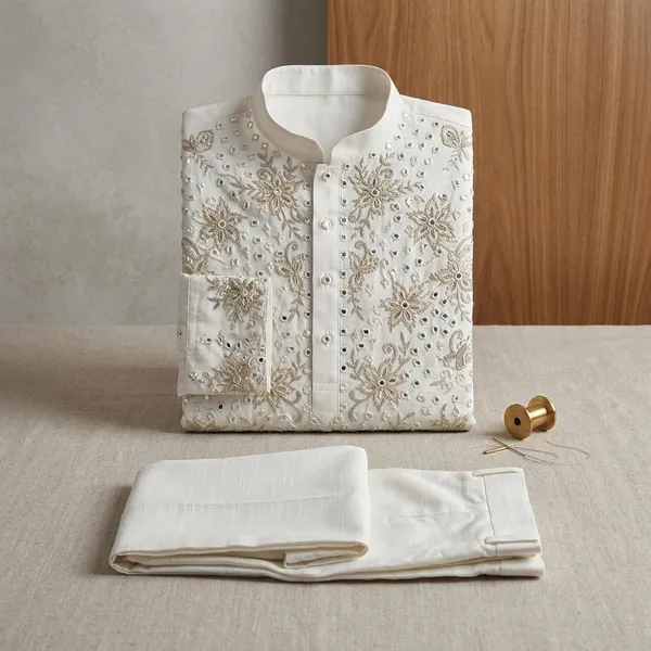 Ivory_Cotton_Blend_Embroidered_Kurta_Pajama_Set_For_Men