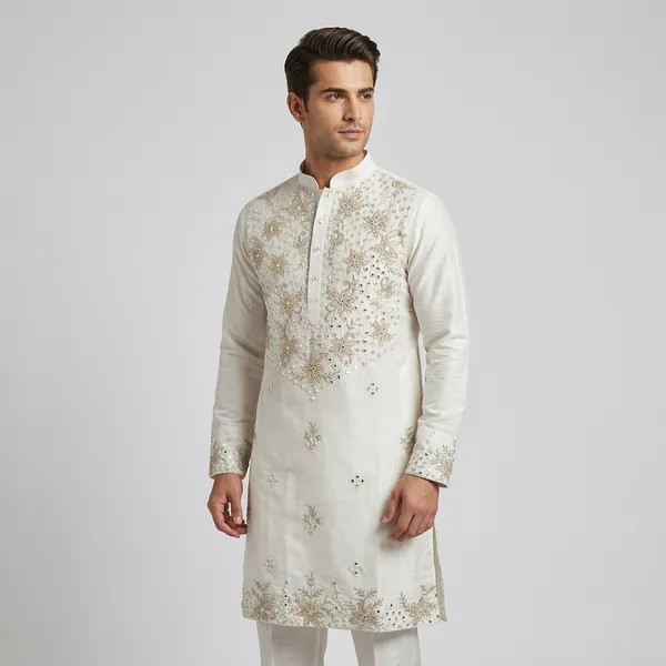 Ivory_Cotton_Blend_Embroidered_Kurta_Pajama_Set_For_Men