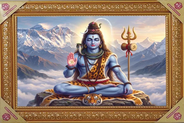 Premium_Lord_Shiva_Meditative_Kailash_Dweller_Golden_Framed_Portrait