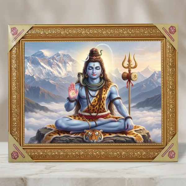 Premium_Lord_Shiva_Meditative_Kailash_Dweller_Golden_Framed_Portrait