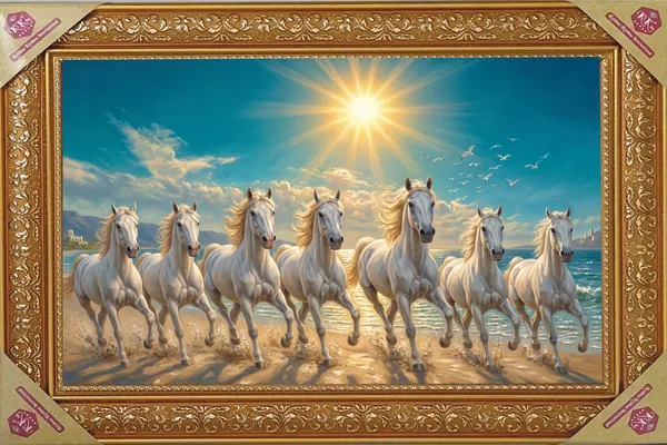 Premium_Vastu_7_Running_White_Horses_Success_Golden_Framed_Portrait