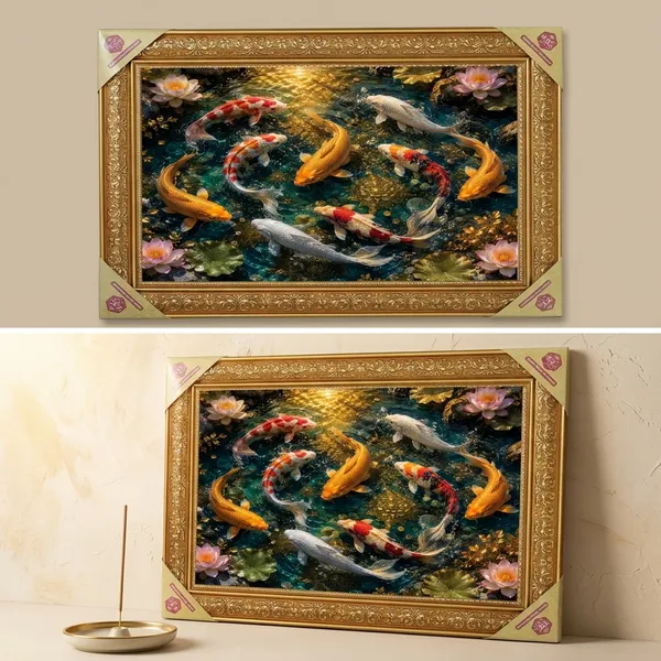 Premium_9_Koi_Fish_Feng_Shui_&_Vastu_Abundance_Golden_Framed_Portrait