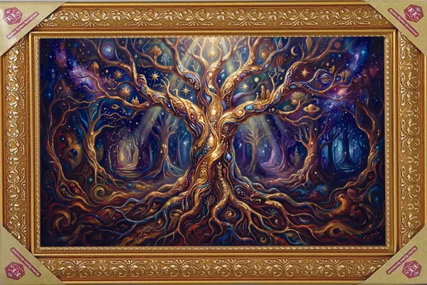 Premium_Cosmic_"Tree_of_Life"_Mystical_Golden_Framed_Portrait