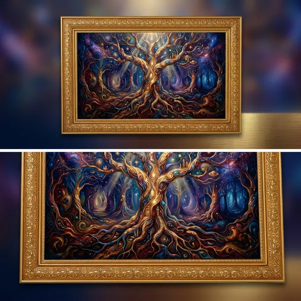 Premium_Cosmic_"Tree_of_Life"_Mystical_Golden_Framed_Portrait