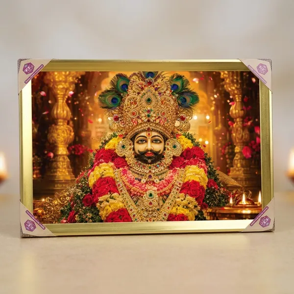 Premium_Khatu_Shyam_Ji_Divine_Floral_Shringar_Golden_Framed_Portrait