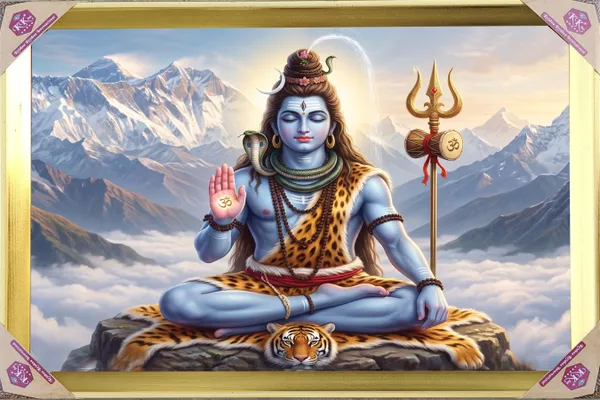 Premium_Lord_Shiva_Meditative_Kailash_Dweller_Golden_Framed_Portrait