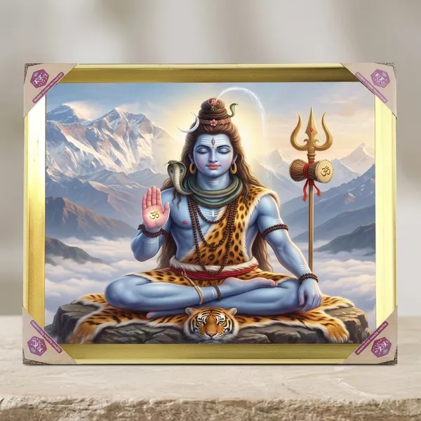 Premium_Lord_Shiva_Meditative_Kailash_Dweller_Golden_Framed_Portrait
