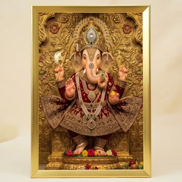 Premium_Lord_Ganesha_Divine_Royal_Shringar_Golden_Framed_Portrait