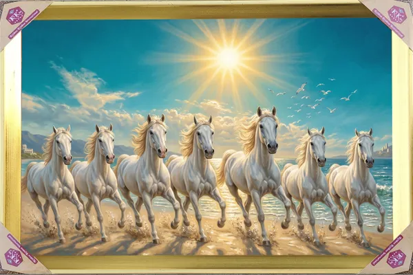 Premium_Vastu_7_Running_White_Horses_Success_Golden_Framed_Portrait