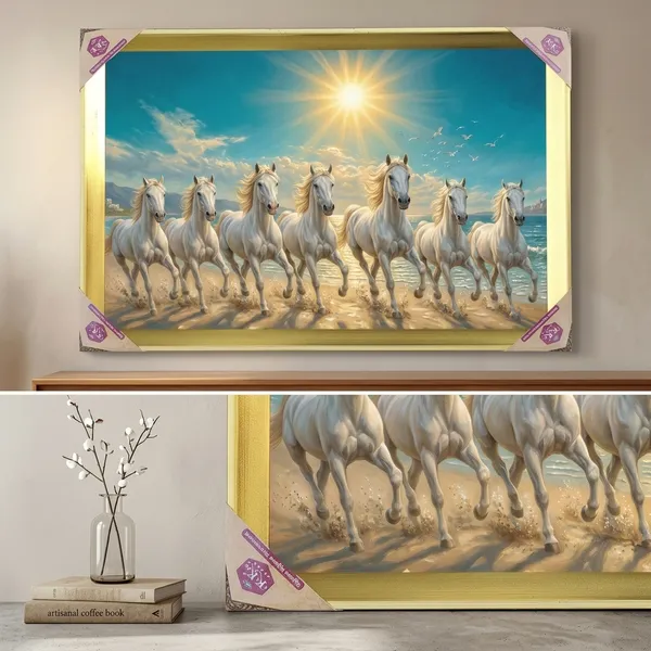 Premium_Vastu_7_Running_White_Horses_Success_Golden_Framed_Portrait
