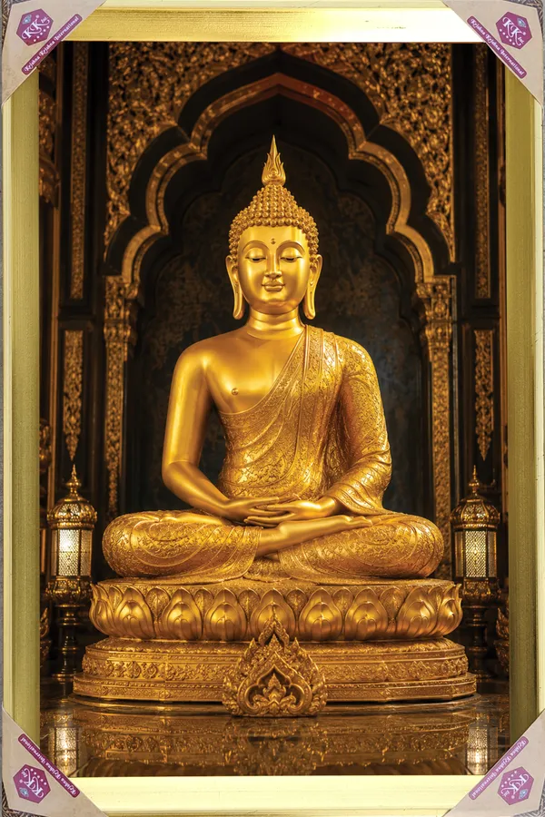 Premium_Lord_Buddha_Meditative_Golden_Temple_Golden_Framed_Portrait
