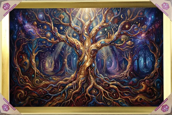 Premium_Cosmic_"Tree_of_Life"_Mystical_Golden_Framed_Portrait