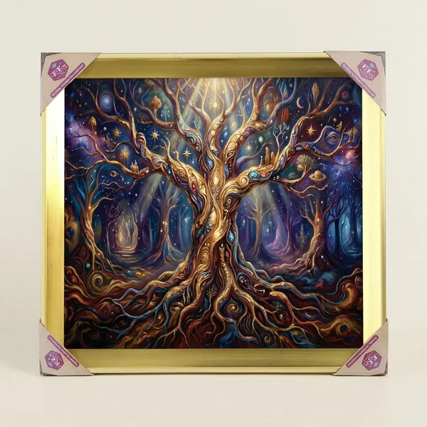 Premium_Cosmic_"Tree_of_Life"_Mystical_Golden_Framed_Portrait
