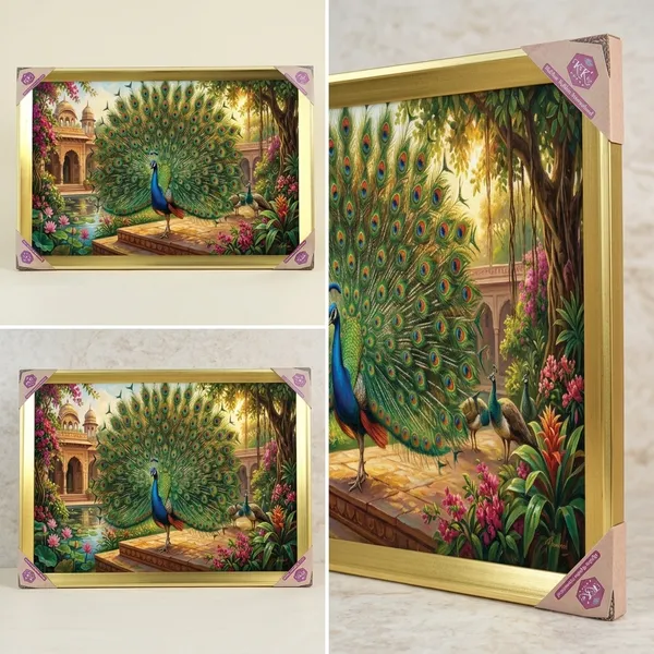 Premium_Dancing_Peacock_Royal_Palace_Golden_Framed_Portrait