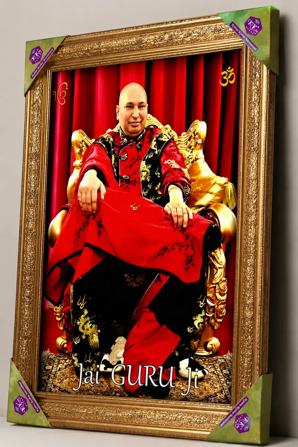 Premium_Guru_Ji_Divine_Blessing_Golden_Framed_Portrait