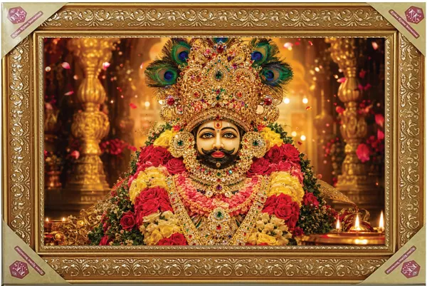 Premium_Khatu_Shyam_Ji_Divine_Floral_Shringar_Golden_Framed_Portrait