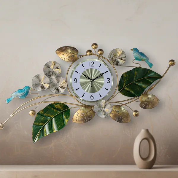 AM_HOME_Decor_New_Bird_Metal_Aura_Wall_Clock_(Non_Tiking)_for_Farm_House/Living_Room/Bedroom/Hall/Dining_Hall_Decoration_with_Antique_Design_&_Glossy_Finish_(42_X_1_X_21_Inch)